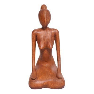Calm Down,'Suar Wood Statuette with Meditation Motif'