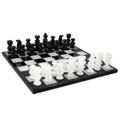 'Classic Hand-Carved Marble and Onyx Chess Set from Mexico'