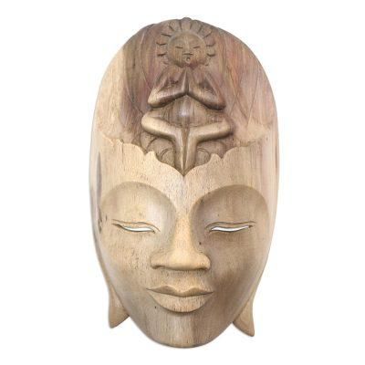 Meditation Center,'Balinese Hibiscus Wood Meditation Mask'