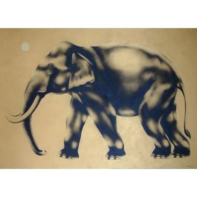 Golden Light,'Original on Canvas Acrylic Elephant Painting'