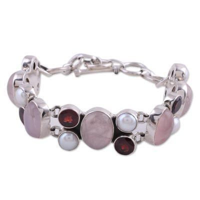 'A Spell of Romance' - Pearl Rose Quartz and Garnet Bracelet f