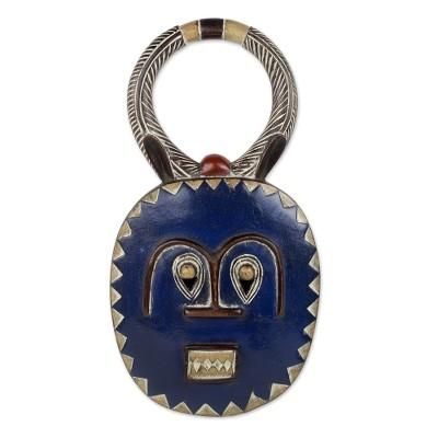 African wood mask, 'Baule Moon Blessing'