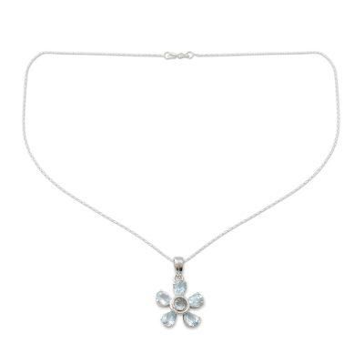 'Forget-Me-Not' - Hand Made Floral Sterling Silver and Blue Topaz Neckla