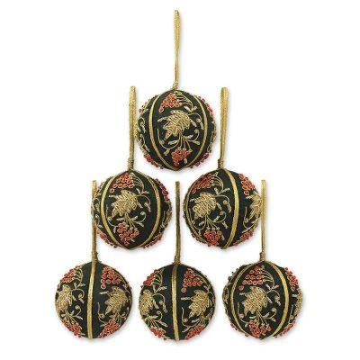 Forest Bliss,'Fair Trade Beaded Christmas Ornaments (Set of 6)'
