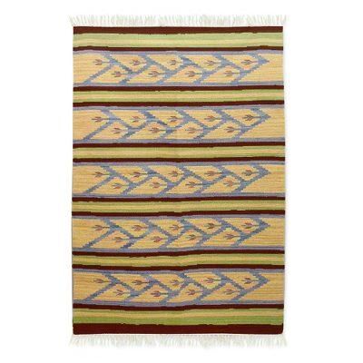 Summer Dance,'Fair Trade Geometric Wool Area Rug (4x6)'