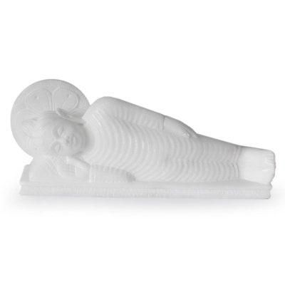'Reclining Buddha' - Artisan Crafted Marble Sculpture India Buddhism Art