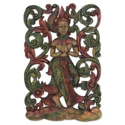 Angel,'Teak relief panel'