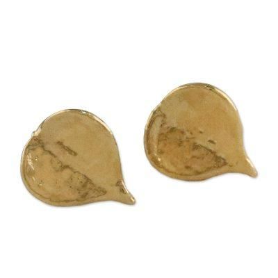 Heartfelt Nature,'Gold Plated Natural Million Hearts Leaf Stud Earrings'