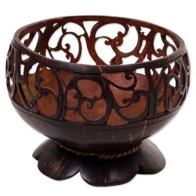 Spiral Vine,'Hand Made Coconut Shell Catchall Spiral from Indonesia'