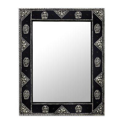 Mirror, 'Tranquility' - Handcrafted Brass on Wood Wall Mirror