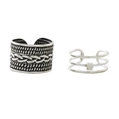 Ties That Bind,'Braid Motif Sterling Silver Ear Cuffs from Thailand'