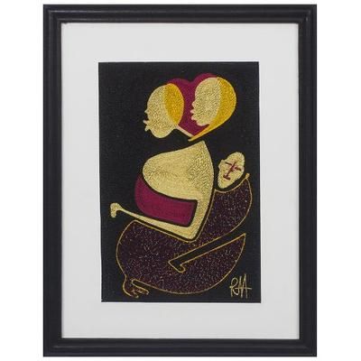 African Identity,'Handmade Mother and Child Silk Wall Art from Ghana'
