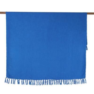Blue Charm,'Slub Cotton Throw Blanket in Blue'