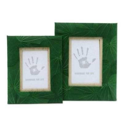 Autumn Spirit in Green,'Artisan Crafted Natural Fiber Photo Frames (4x6 and 3x5)'