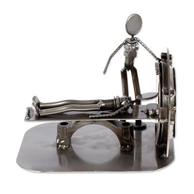 Day at the Doctor,'Upcycled Metal Auto Part Sculpture from Mexico'