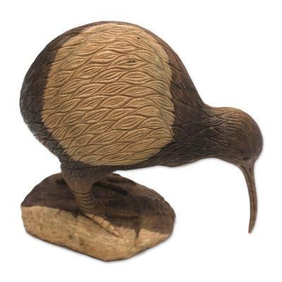 Kiwi Bird,'Hand-Carved Hibiscus Wood Kiwi Bird Sculpture from Bali'