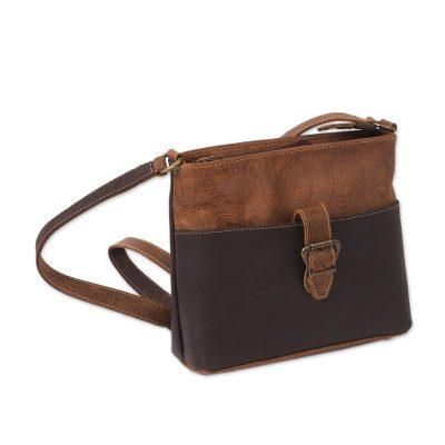 Brunch,'Embossed Leather Sling in Chocolate and Espresso'