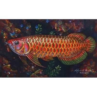 Rainbow Arowana,'Signed Painting of a Rainbow Arowana Fish from Bali'