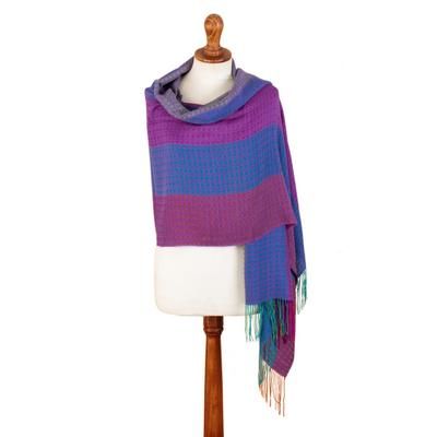Carnival Dance,'Colorful Baby Alpaca Blend Shawl Handloomed in Peru'