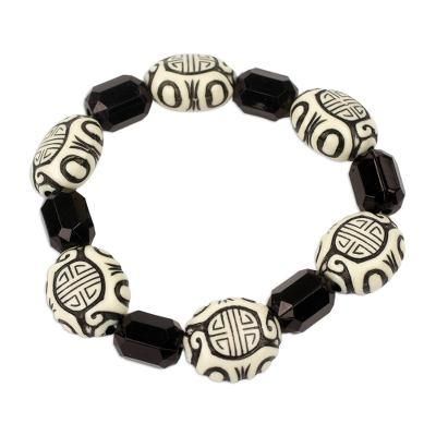 Rustic Glory,'Hand Crafted Recycled Plastic Beaded Stretch Bracelet'