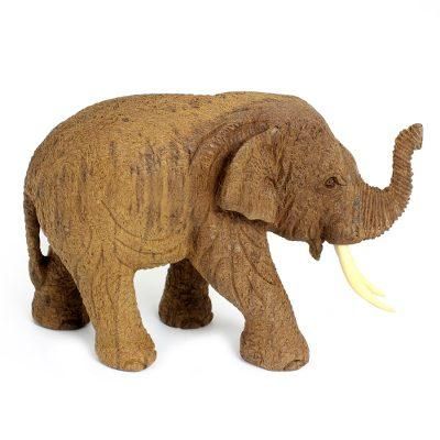 Teak Elephant,'Hand-Carved Teak Wood Elephant Statuette from Thailand'