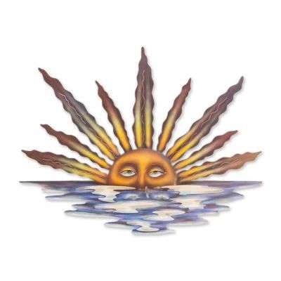 'Sunset in Sayulita' - Artisan Crafted Mexican Sun and Moon Steel Wall Art