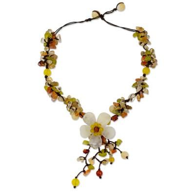 'Dazzling Bloom' - Fair Trade Floral Beaded Quartz Necklace