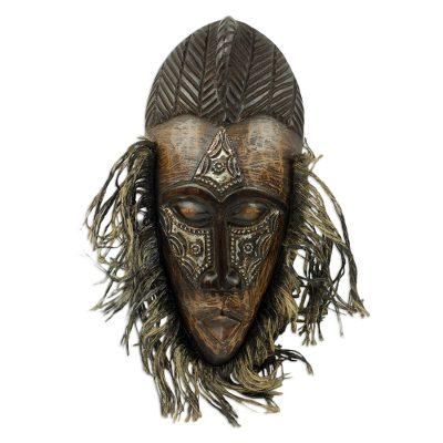African wood and aluminum mask, 'Frafra Dancer'