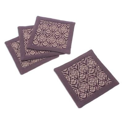Chocolate Sensations,'Set of 4 Traditional Brown and Beige Cotton Coasters'