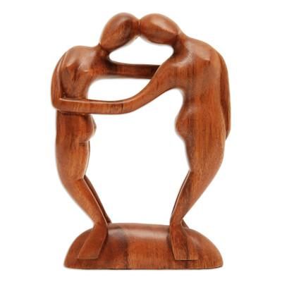 Wood sculpture, 'Couple in Love'