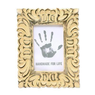 Meringue,'Hand Carved Distressed Cream Mango Wood Photo Frame (4x6)'