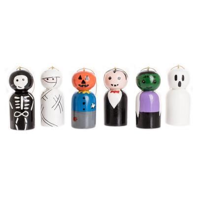 Trick or Treat,'Reclaimed Wooden Ornaments from Guatemala (Set of 6)'