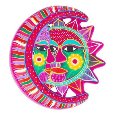 Magical Eclipse,'Fair Trade Sun and Moon Ceramic Wall Art'