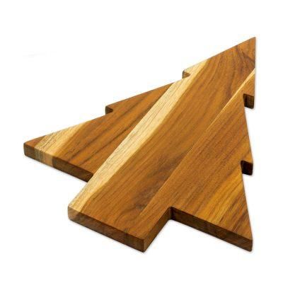 'Teak Wood Tree-Shaped Charcuterie Board from Guatemala'