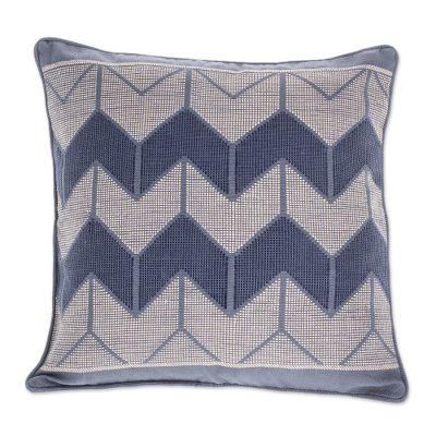 Chevron Geometry,'Chevron Motif Cotton Cushion Cover from Guatemala'