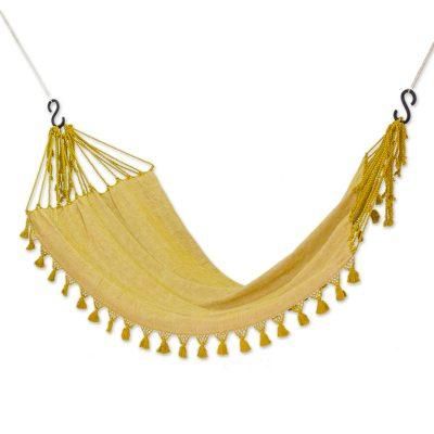 Golden Autumn,'Goldenrod Yellow Cotton Hammock with Tassels (Single)'