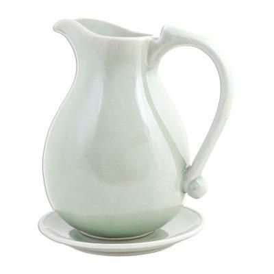 Classicism,'Celadon ceramic pitcher and plate'