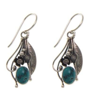 'Blue Beauty' - Reconstituted Turquoise and Sterling Silver Earrings