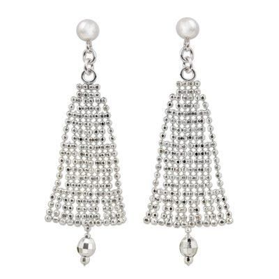 Evergreen Trees,'Festive Sterling Silver Chandelier Earrings from Thailand'