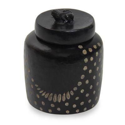 Ceramic jar, 'Frog Song' (large)