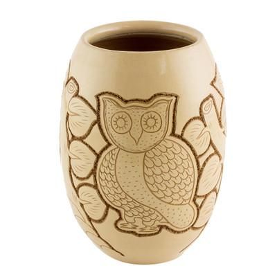 Wisdom and Intuition in Beige,'Handcrafted Ceramic Decorative Vase from Nicaragua'