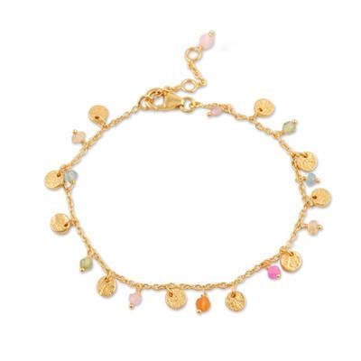 Dancing Candies,'18k Gold Plated Multi Gemstone Charm Bracelet from India'