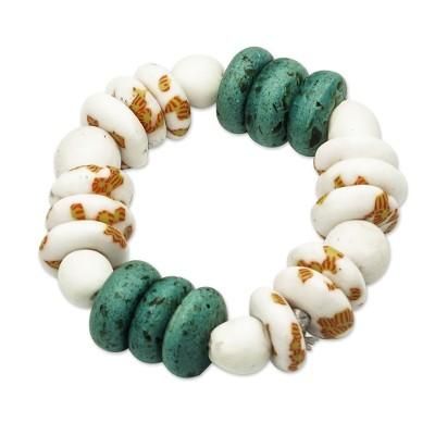 Alive and Kicking,'Hand Made Recycled Glass Beaded Bracelet'