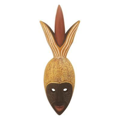 Pineapple Head,'Hand Carved Sese Wood Pineapple Mask'