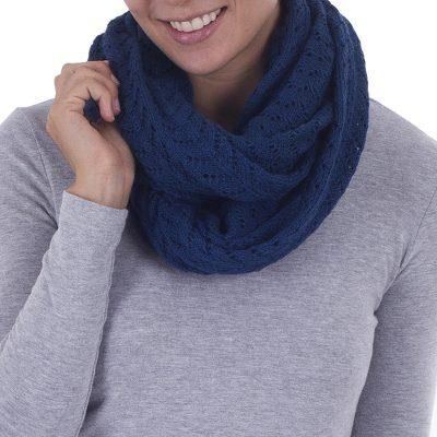 100% alpaca infinity scarf, 'Infinitely Blue'