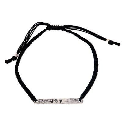 Joy in Black,'Joy Inspirational Jewelry Bracelet with 925 Silver'