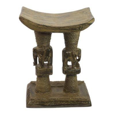 Elephant King,'Decorative Cedar Wood Elephant Throne Stool from Ghana'
