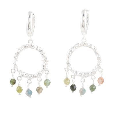 Cool Rain,'Handcrafted Multicolored Chalcedony Dangle Earrings'