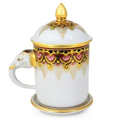 Benjarong porcelain mug, 'Thai Iyara'