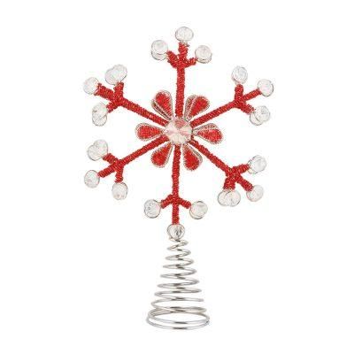 Radiant Snowflake,'Red Beaded Snowflake Tree Topper'